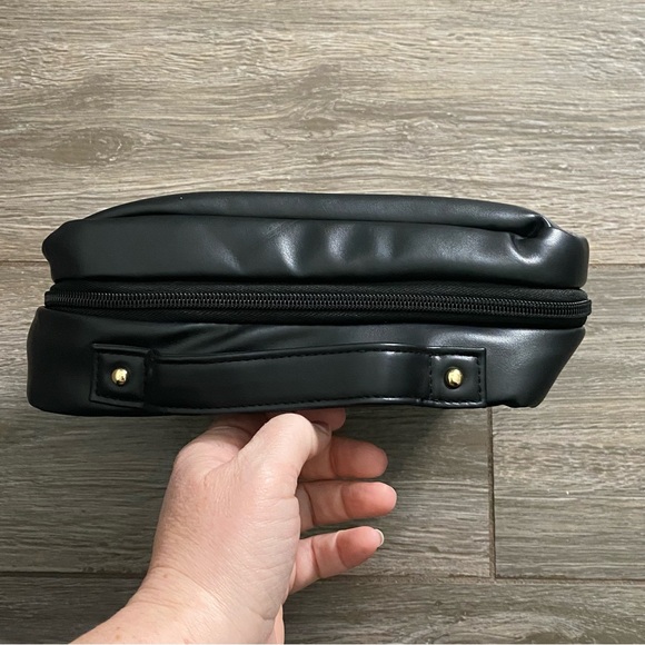 Black Faux Leather Cosmetic Bag - Picture 3 of 9